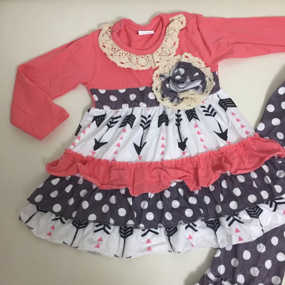 Flower 🌸🌺 Ruffle Embroidered Cute Pants Outfit - Picture 3 of 7